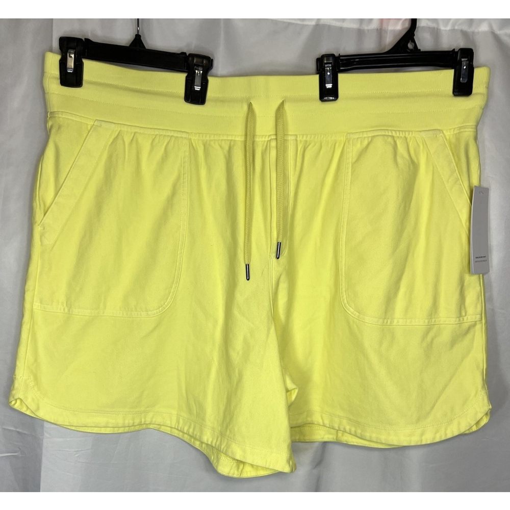 Athleta Women's Farallon Midi Short Yellow 2X Cotton Blend Stretch Comfy Pockets